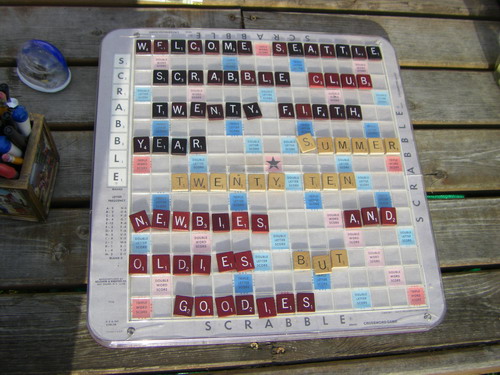 Scrabble board with 25th Anniversary message